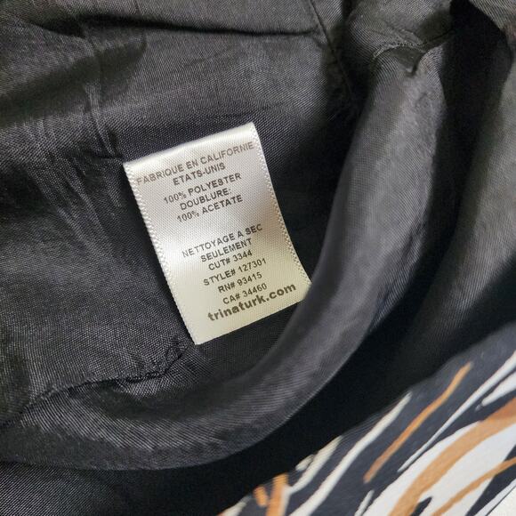 Trina Turk Womens Floral Print‎ Peplum Blouse Size 6 Brown Black Career Office - Picture 7 of 10